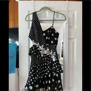 Black polka dot dress